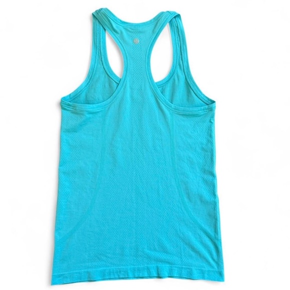 Lululemon Cool Racerback Tank Aqua Blue Scottsdale Graphic Athletic Top Size 2 - Picture 2 of 6